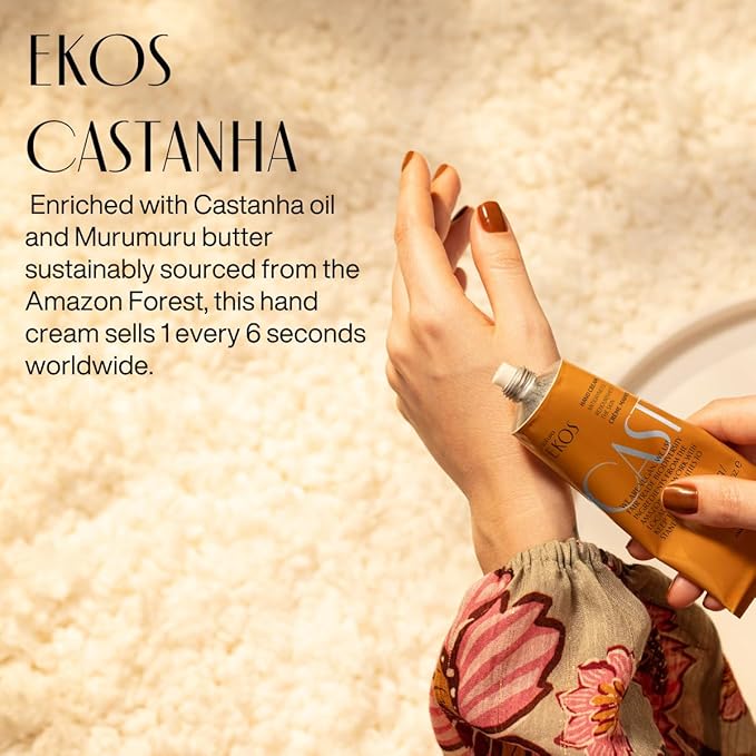 Natura - Brazil Nut Hand Cream - Anti-Dryness Castanha Hand Balm - 24-Hour Deep Hydration Skin Moisturizer - Vegan Skin Care - Brazilian Beauty Secrets - Self Care & Body Care - 2.6oz (75g)