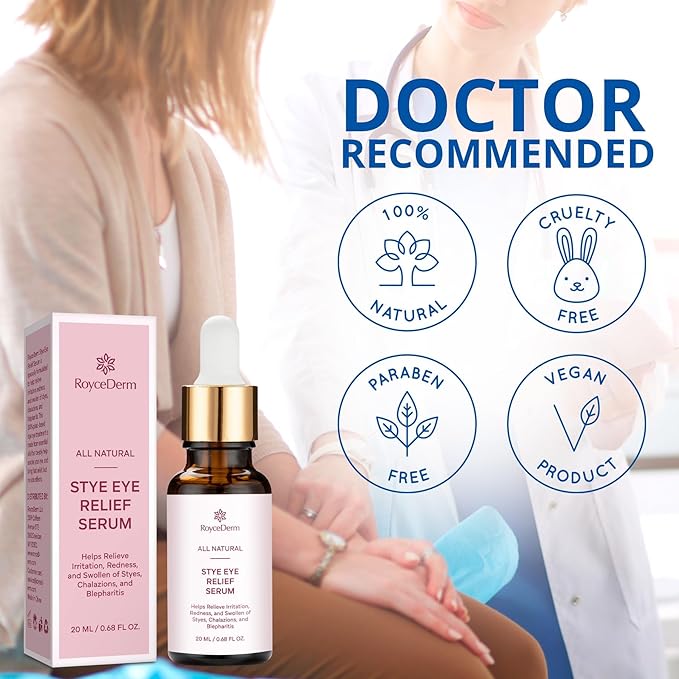 Roycederm Stye Eye Treatment Serum: Natural Stye Remover for Styes Chalazion and Blepharitis - Safe & Fast Relief (0.68 Fl Oz (Pack of 1))