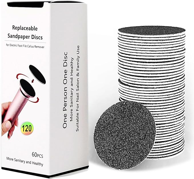60PCS Replaceable Sandpaper Discs 120 Grit Sandpaper Refill Pad Disks for Electric Foot File Callus Remover (120 Grit)