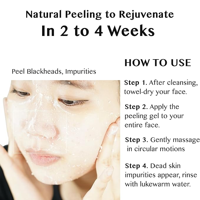 Lamelin Gold Snail Peeling Gel, 24K Gold Face Exfoliator, Natural Gentle Scrubber, Blackhead Remover, Pore & Acne Scar Minimizer, All Skins, 5.07 fl oz Made In Korea