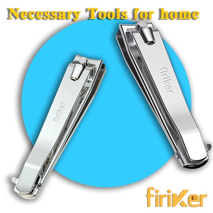 2PCS Stainless Steel Nail Clippers,Professional Fingernail Clipper and Toenail Clipper, Wide Easy Press Lever Nail Cutter with Swing Out Nail Cleaner/File for Men and Women
