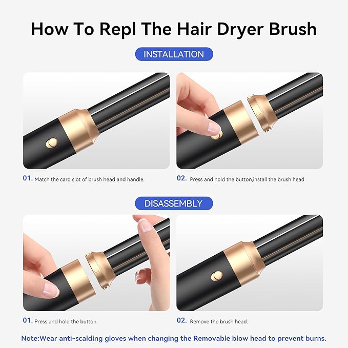 Blow Dryer Brush 7 in One, Negative Ion Hair Set Upgrade Hot Air Styler Wrap Curler, Curling Iron Styling Tools As A Gift for Straight/Curl/Drying/Smoothing