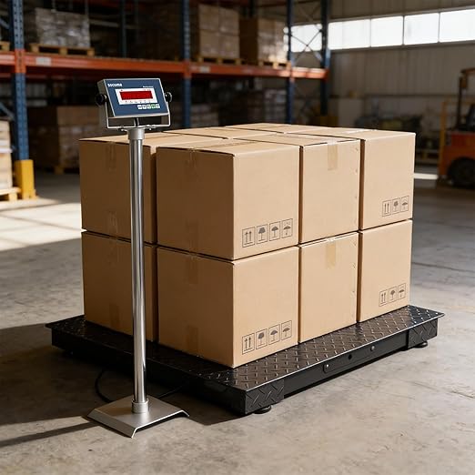 36"x36" Industrial Floor Scale, Heavy-Duty Warehouse Scale with Digital Indicator, Accurate Pallet Scale for Postal Luggage Shipping Mailing Weighing, 5000 lb x 1 lb, Black
