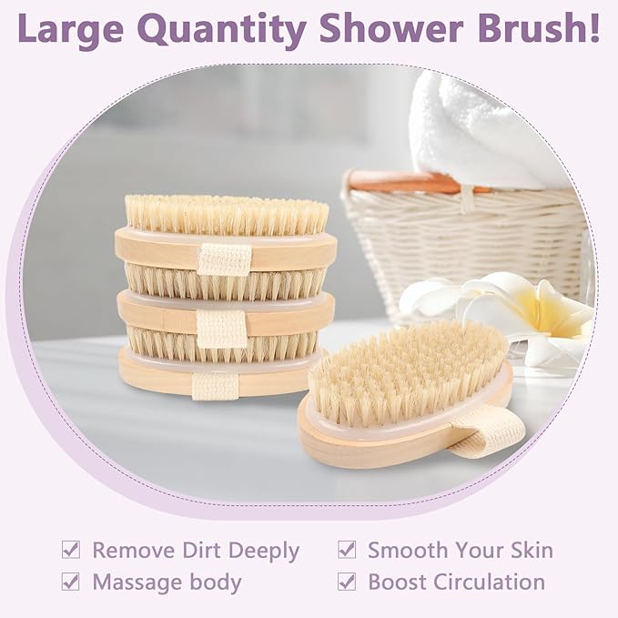 4 Pcs Dry Brushing Body Brush Exfoliating Body Brush Dry Brushing Body Brush for Lymphatic Drainage Back Circulation Improvement Dead Skin Remove Beauty Exfoliator