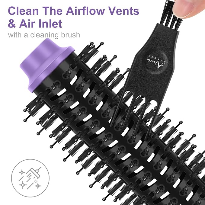 Hot Air Brush, Aima Beauty Salon One-Step Hair Dryer and Volumizer, 4-in-1 Hair Dryer Brush, Hair Styling Tools, Purple-Round