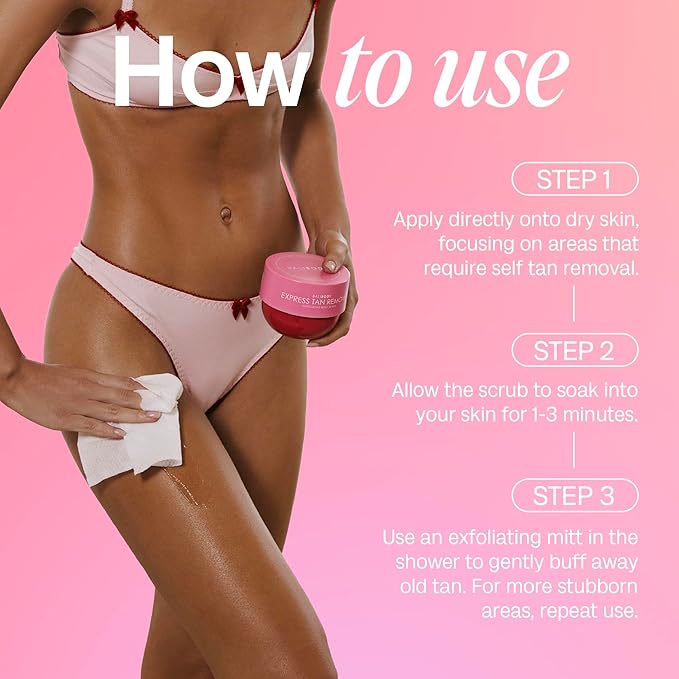 Bali Body Express Tan Remover | Self Tanner Remover & Exfoliating Body Scrub | Fake Tanning Eraser for Streak-Free Skin | Works on Self Tan, Fake Tan & Spray Tan | Vegan, Grapefruit Scent