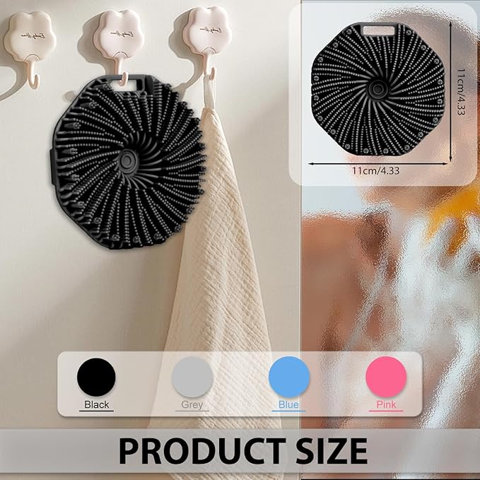 Silicone Body Scrubber, Exfoliating Body Scrubber for Sensitive Skin, Silicone Body Scrubber Shower Brush, Silicone Body Brush for Showering (Black, 1Pcs)