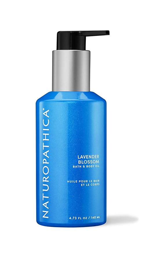 Naturopathica Lavender Blossom Bath & Body Oil, Nourishing Body Lotion Moisturizer, Calming Bath & After Shower Oil Infused with Lavender Essential Oil, 4.7 fl oz
