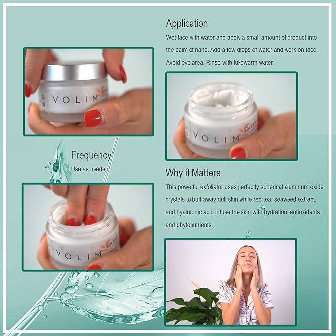 Volim Love Scrub with Hyaluronic Acid Natural Face Exfoliator for Wrinkles, Acne, Fine Lines, Blackheads & Clogged Pores