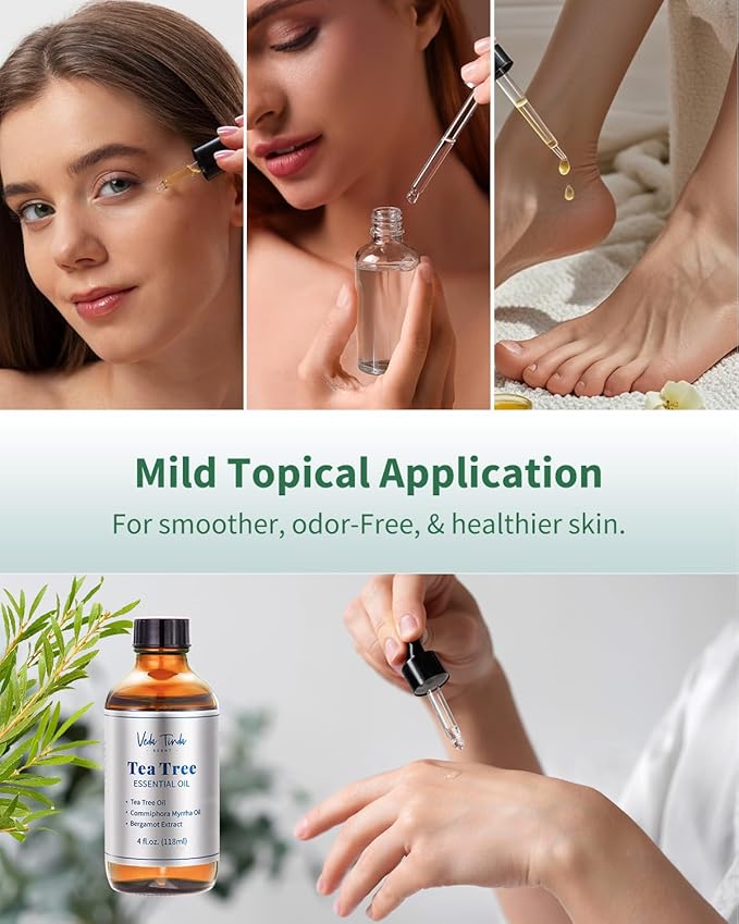 VTS Tea Tree Oil for Skin, Hair, Nails & Toenails, Natural Tea Tree Essential Oil Blend for Foot and Hand Care, 4 Fl Oz