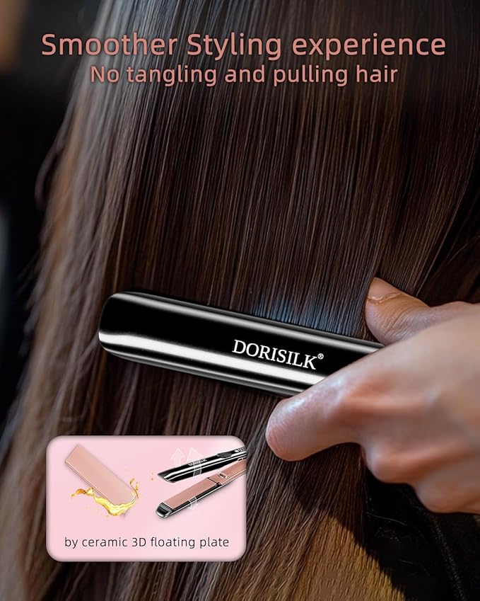 DORISILK 500 Degree High Temp Professional Hair Straightener๏ผ30s Fast Heating Ceramic Flat Iron ๏ผ2 in 1 Hair Straightener and Curler๏ผPlasma Flat Iron Get Frizz-Free ๏ผDual Voltage for Travel Using