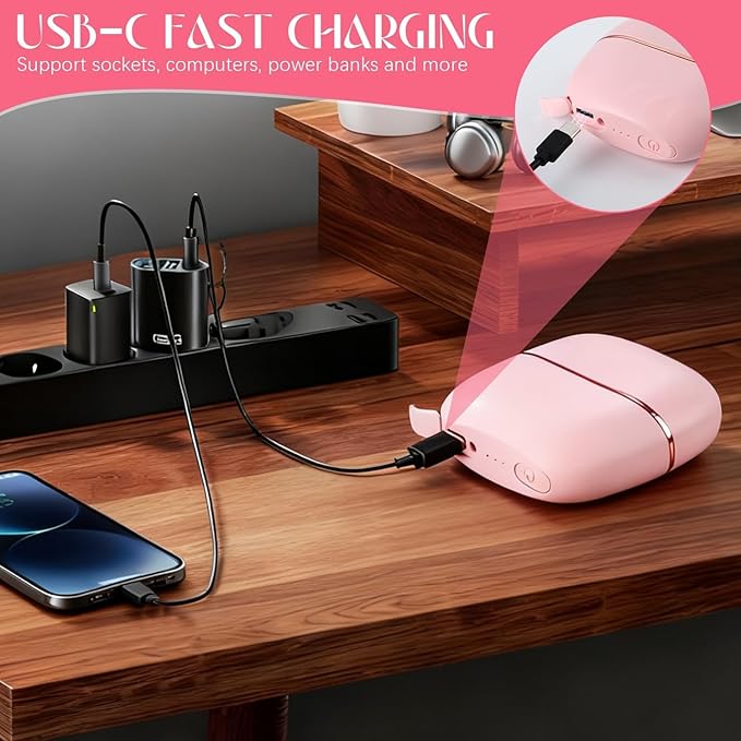 Mini Straightener, Rechargeable Portable Hair Straightener Brush, 3-Control & Fast Heating Technology, Anti Scald Shell, Lightweight and Portable for Home Travel Gift (Pink)