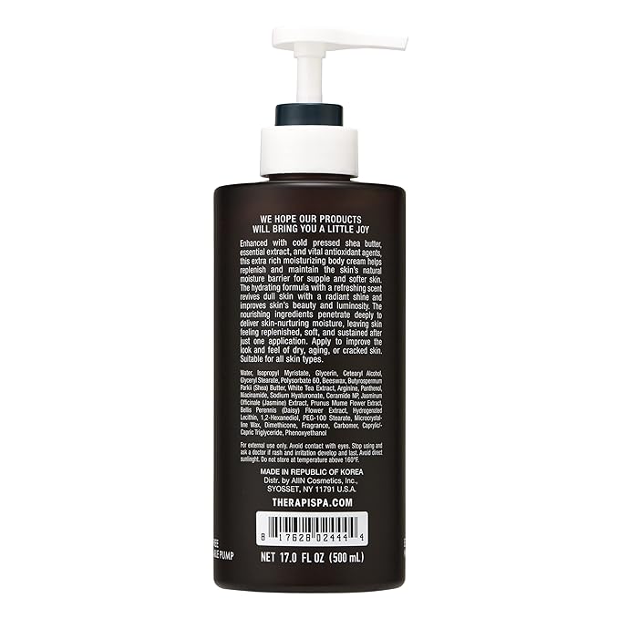 THERAPISPA Scented Body Lotion for Women – Nourishing & Hydrating Moisturizer with Shea Butter, Ceramides & Panthenol to Comfort & Restore Dry Skin (White Tea, 17.0 fl oz)