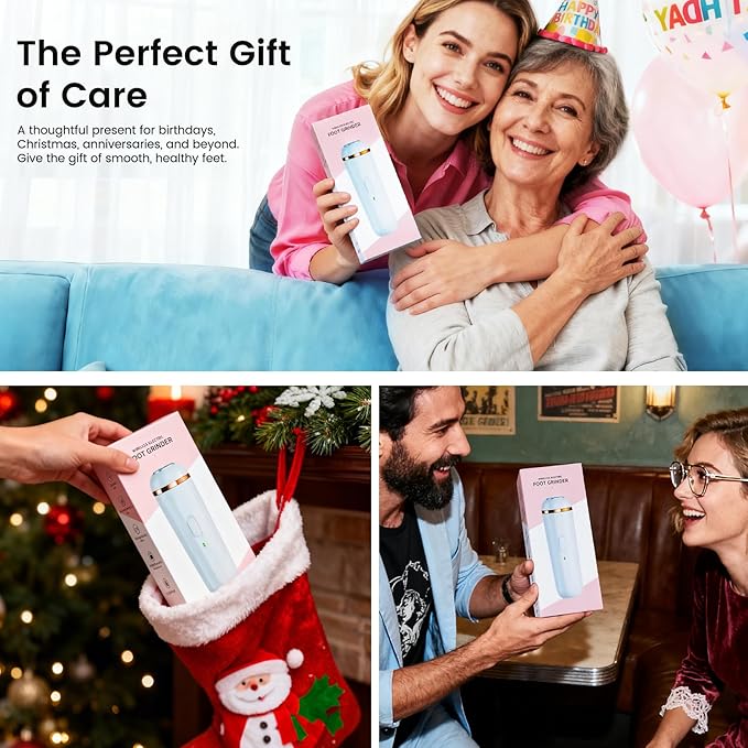 Wireless Electric Foot File - Callus Remover Tool for Feet, Rechargeable Pedicure Tool with 3 Replaceable Grinding Heads, Professional Adjustable Speed Foot Files for Dead Skin, Cracked Heels (White)