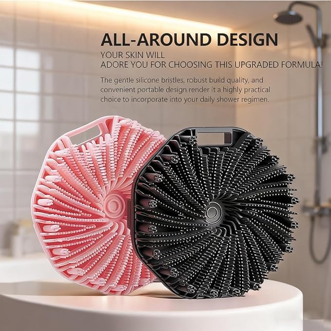 Silicone Body Scrubber, New Scrubbies for Body,Premium Soft Silicone Body Scrubber Shower Bath Brush,Scrubbies The Sud Bud,for All Skin Types (Medium, Count, 4)