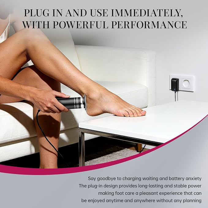 krofaue 1000RPM Electric Callus Remover - Professional Aluminum Foot File Adjustable Pedicure Tool with 60pcs Sandpaper Discs for Dead Skin at Home