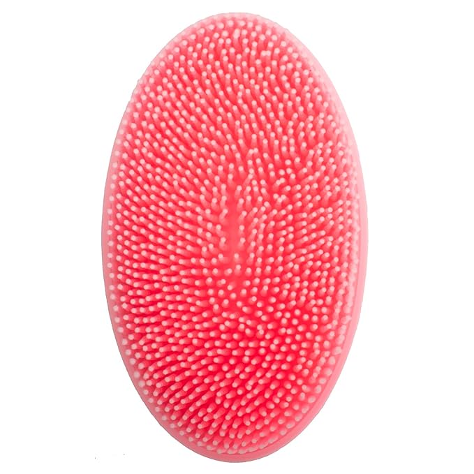 DNC Exfoliating Silicone Body Scrubber Shower Bath Body Brush Easy to Clean, Lathers Well, Eco Friendly (Pink)