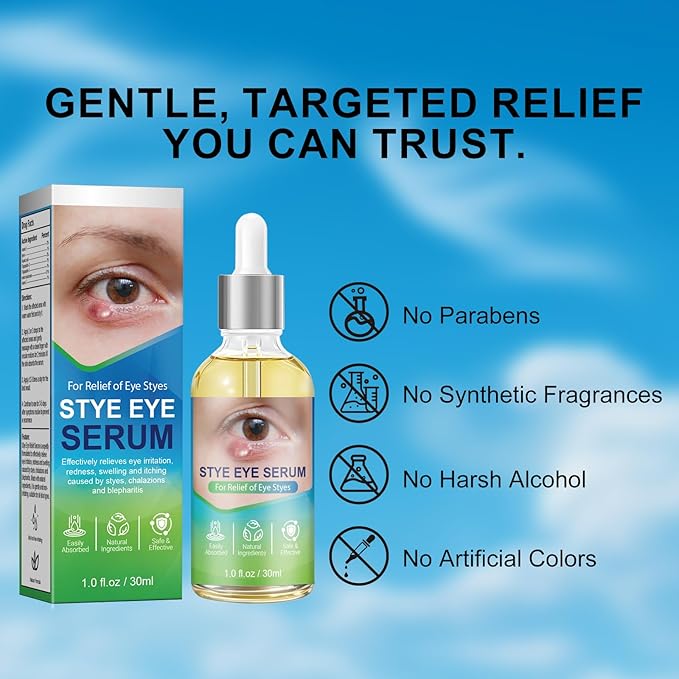 Stye Relief Serum & Eyelid Drops for Blepharitis & Chalazion | Natural Fast-Acting Formula for Lash Line & Under Eye | Gentle Cleansing Care, 1 Fl Oz