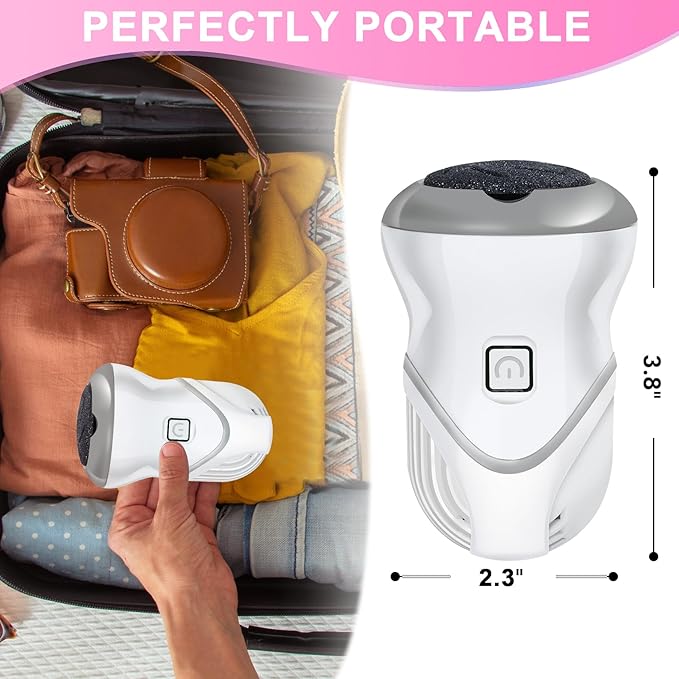 Electric Foot Callus Remover for Women Men, Rechargeable Electric Foot File Pedicure Tool with 2 Speeds and 6 Grinding Heads, Portable Feet Grinder for Cracked Dry Heels Dead Skin Calluses