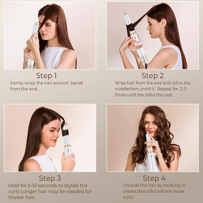 5 in 1 Hair Dryer Brush, Negative Ion Blow Dryer Brush Set Upgrade Hot Air Brush Air Styler Curling Wrap Air Curler, Curling Iron Hair Styling Tools As A Gift for Straight/Curl/Drying/Smoothing