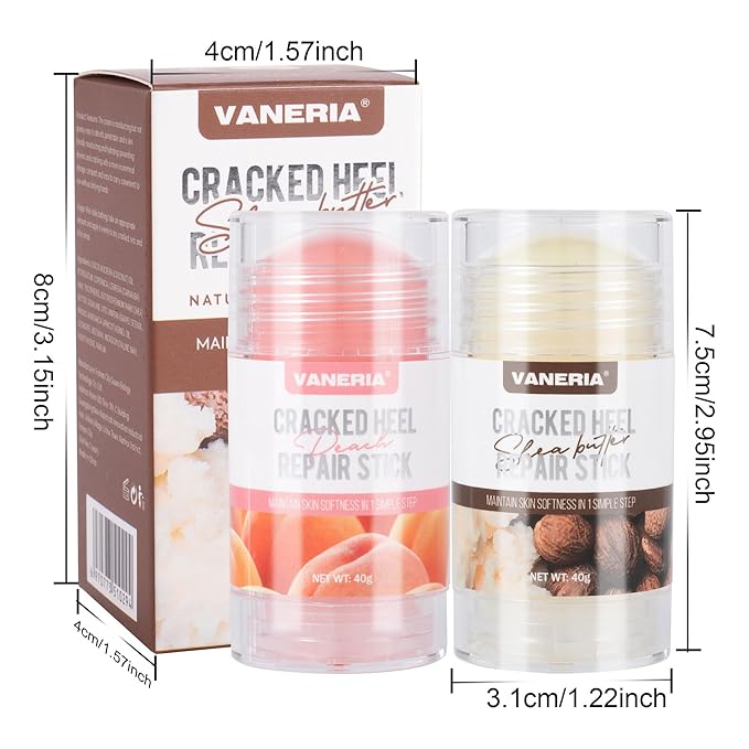 Shea Butter Dry Cracked Hands and Feet Repair Stick, Moisturizing Foot Cream with Shea Butter and Coconut Oil,Moisturizes and Softens Heels, Gently Exfoliates and Improves Dry Skin,1.41 OZ