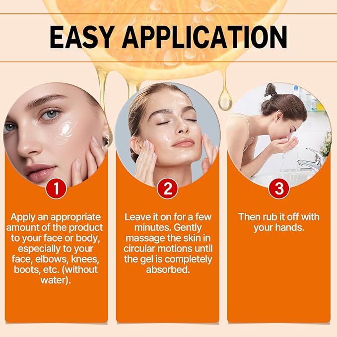 3Pcs Orange Exfoliating Gel for Face & Body, Orange Enzymes Exfoliatings Gels, Upgraded Deep Pore Oranges Peeling Scrub, Moisturize Cleansing Skin for All Types Skin