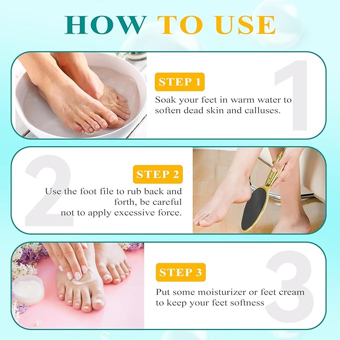 Glass Foot File, Foot Scrubber for Hard Skin Remover - Foot Callus Remover, Pedicure Tools for Feet Dead Skin, Foot Care for Women and Men, Gentle Effective Heel Scraper (Gold)