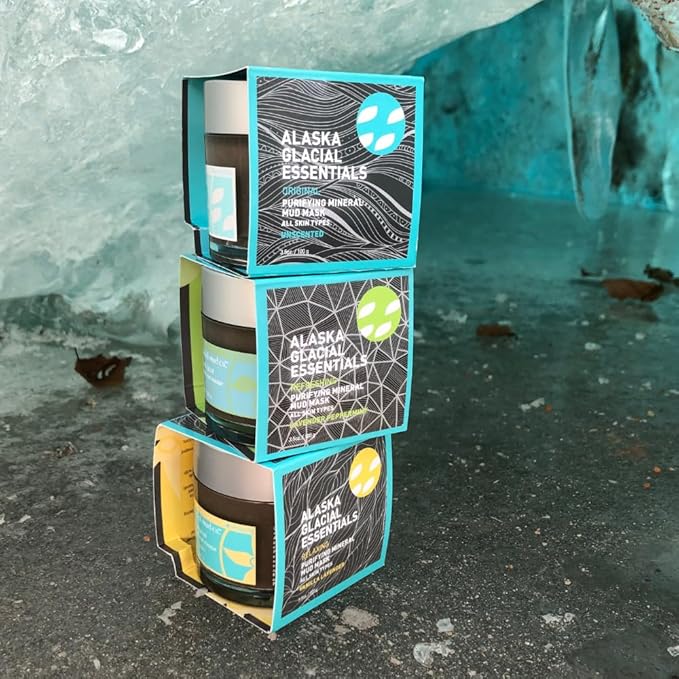 Alaska Glacial Purifying Mineral Mud Mask with Glacial Clay & Botanicals | Gently Detoxifies, Hydrates & Smooths | Anti-Aging Facial for Sensitive Skin – Lavender & Peppermint, 3.5oz