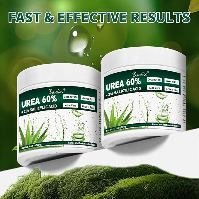 Urea Cream 60% with 2% Salicylic Acid – Unscented 60 Percent Urea Maximum Strength for Dry, Cracked Heels, Hands, Knees, and Elbows. Dead Skin Remover & Callus Repair Treatment 6.35 oz