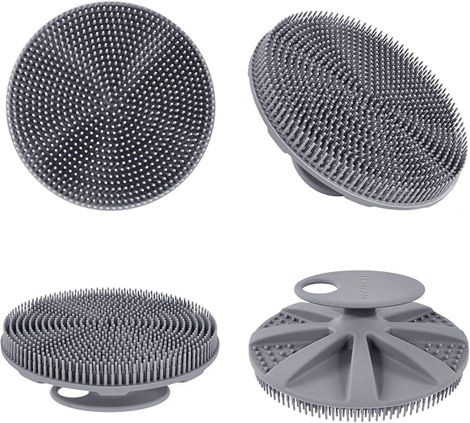 INNERNEED Food-Grade Soft Silicone Body Scrubber Shower Brush Handheld Cleansing Skin Brush, Gentle Exfoliating and Lather Well (Pack of 4)