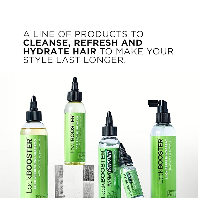 Style Factor LockBOOSTER Scalp Moisturizing Oil – Lightweight Hydration with Peppermint & Tea Tree Oil for revitalizing Braids, Locs & Twists – Soothes, Nourishes and Supports Scalp Care – 4 oz