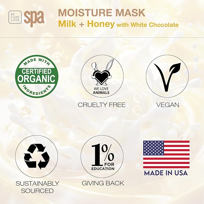 BCL SPA organic Milk and Honey with White Chocolate for hands mask, foot mask, and body mask skin care, self care spa treament for women at home , 16 oz