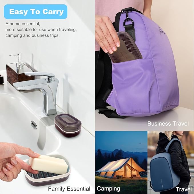 Travel Soap Container, Bar Soap Holder, Portable Soap Case, Soap Dish with Lid for Traveling, Camping, Gym, Bathroom (Black Style-1)