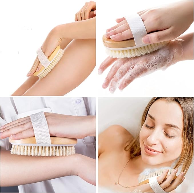 Dry Brushing Body Brush, McoMce Natural Bristle Dry Brush for Cellulite and Lymphatic, Dry Brush for Removing Dead Skin, Exfoliating Brush for Flawless Skin, Shower Brush Body Scrubber Skin Brush