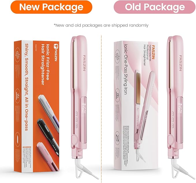 Faszin Professional Hair Straightener, 1.18 inch Ionic Titanium Plate, 20S Fast Heat Up Flat Iron with Clear LED Display, 2 in 1 Straightener and Curler Styling Tool for Straighten Hair (Pink)