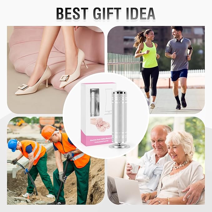 Electric Foot File Callus Remover: Adjustable Speed Feet File Grinder with 60 Pcs Sandpaper Discs - Professional Pedicure Tools for Dead Skin Calluses (Sliver)