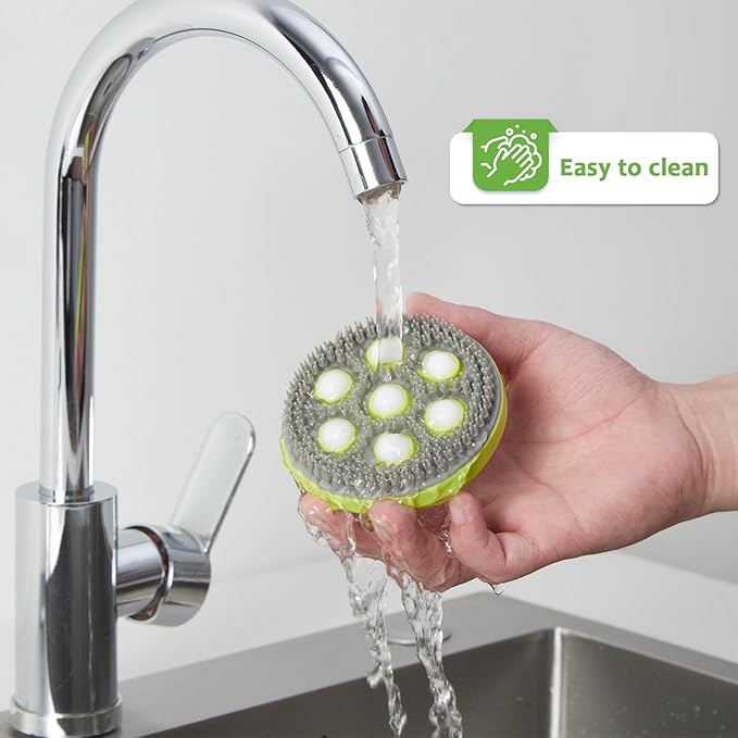 21" Lotion applicator for Back,Silicone Body Scrubber,Foldable Bath Brush with Shower Gel Reservoir,Back Scrubber for Shower with Curved Handle for Elderly, Disabled,Men and Women