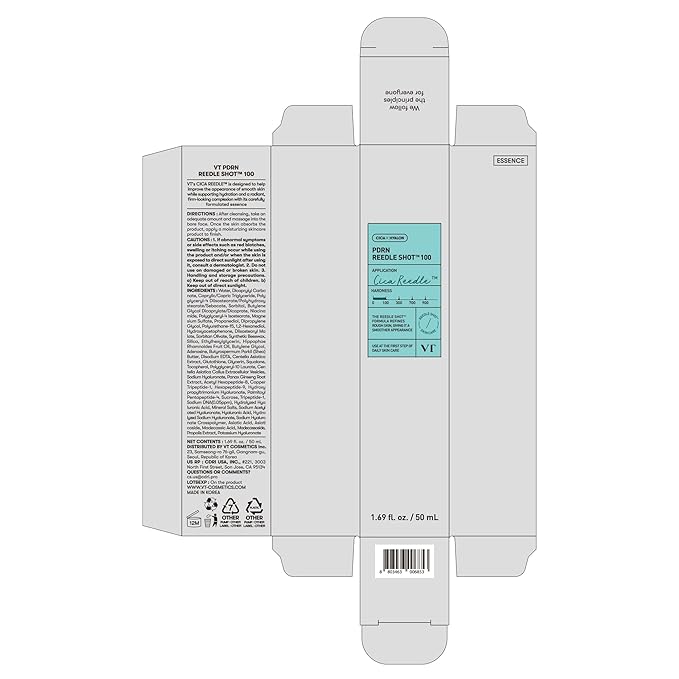 VT COSMETICS PDRN Reedle Shot 100 Serum with Vegan PDRN, Centella Asiatica & Spicule Microneedling Formula, Korean Skin Booster, 1.69 fl oz(50ml)