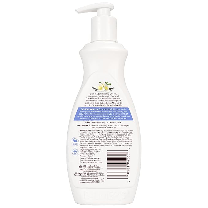 Palmer's Cocoa Butter Formula Tahitian Vanilla Body Lotion, 13.5 Oz, Daily Moisturizing Lotion for Dry Skin with Shea Butter & Vitamin E, Hydrates & Protects, Helps Provide 48-Hour Deep Moisture