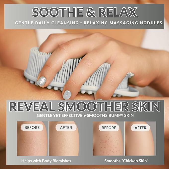 Silver Infused Scalp Massager Shampoo Brush - Advanced Material Hair Scrubber - Avilana Premium Scalp Exfoliator Head Massage - Gentle Daily Cleansing All Hair - Gift Women Men