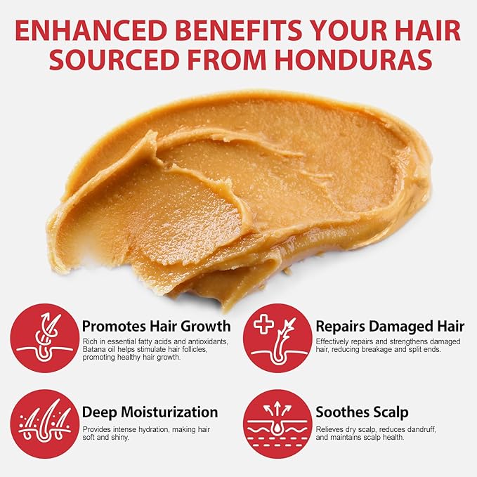 Batana Oil for Hair Growth - 100% Pure Batana Oil - Dr. Sebi B-atana O-il from Honduras - Raw B-atana O-il for Hair Growth - Moisturizes H-air & Scalp -Promotes H-air thickness for Men & Women