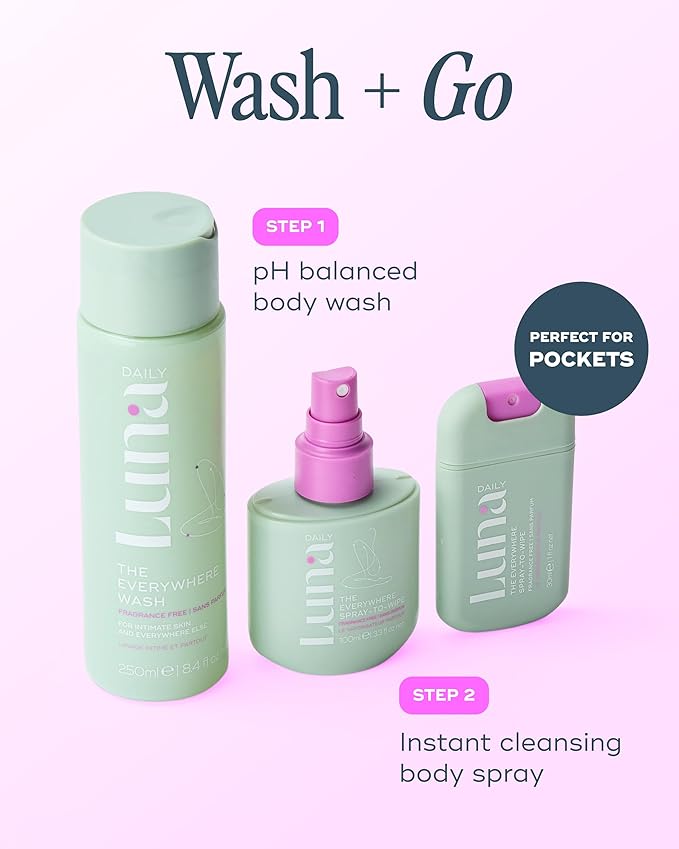 Luna Daily Fragrance-Free Feminine Wash, Unscented | pH-Balanced Body Wash for Sensitive Skin | Hydrating & Moisturizing Cleanser for Dry Skin | Gentle & Pregnancy-Safe, 250ml