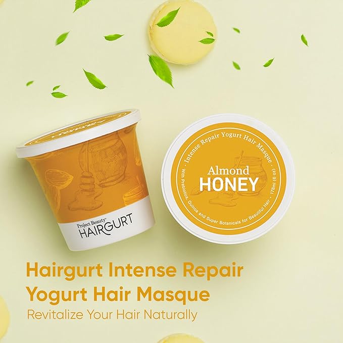 Almond Honey Intense Repair Yogurt Hair Mask – Deep Conditioner for Dry, Damaged and Frizzy Hair – Sulfate-Free, Natural Hydrating Treatment – Moisturizing Masque for Breakage – 6 oz