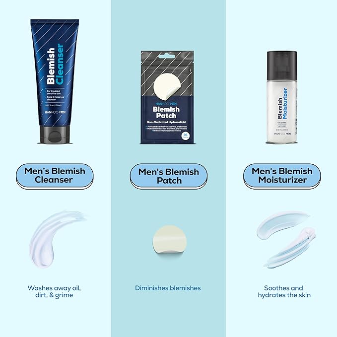 Hanhoo Men’s Blemish Cleanser, 5.07 Fl. Oz., with Bamboo, Sea Salt, and Hyaluronic Acid, Daily Facial Cleanser, Clears Away Dirt and Oil, Pre-Shave Face Wash, For Acne-Prone Skin, Korean Skincare