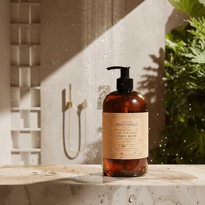 Jaboneria Marianella Rosewood & Litsea Cubeba Body Wash, 16 fl oz – Moisturizing Cleanser with Kalahari Melon Seed Oil, Woody Citrus Aroma for Smooth Skin