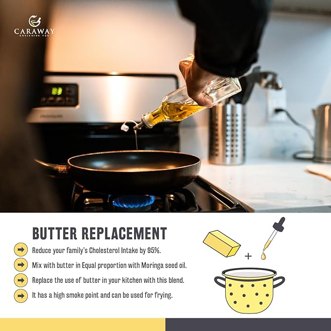 CARAWAY Organic 100% Pure Cold-Pressed Moringa Seed Oil - 1.69 oz | Unrefined Moringa Oil - Anti-Aging & Anti-Dandruff | Great Oil for Hair, Skin and Face | Ideal Carrier Oil For Essential Oils Mixing