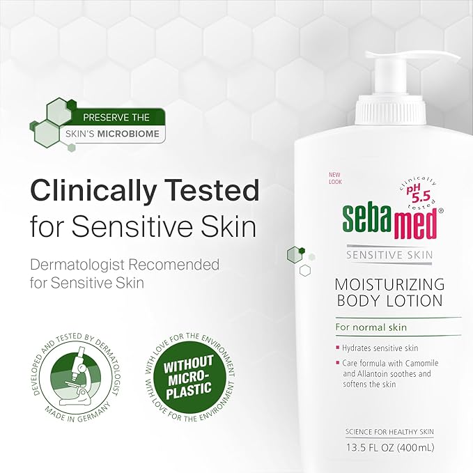 SEBAMED Paraben-Free Moisturizing Body Lotion With Pump for Sensitive and Delicate Skin pH 5.5 Ultra Mild Dermatologist Recommended Moisturizer 13.5 Fluid Ounces (400 Milliliters)