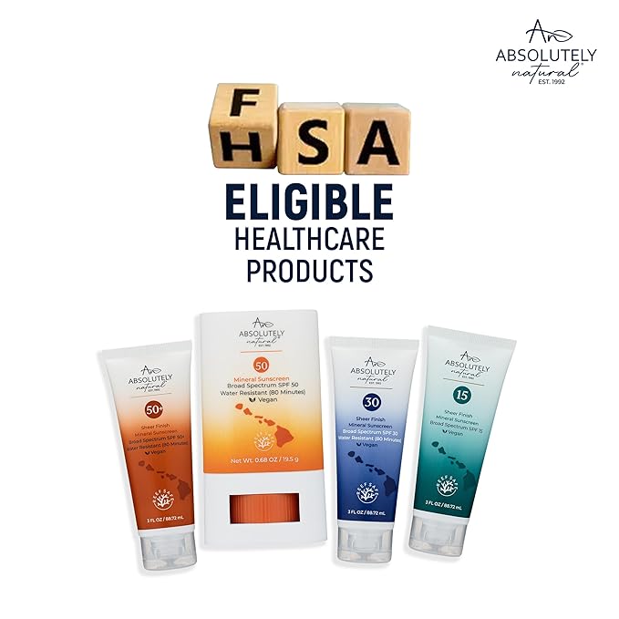 Absolutely Natural - SPF 30 Mineral Sunscreen - Broad Spectrum Water Resistant Moisturizer Lotion For Body & Face - With Non-Nano Zinc Oxide, Vitamin E, & Antioxidants - Made in USA, 3 Oz