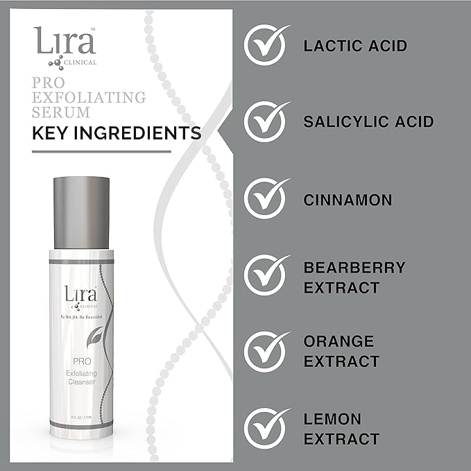 Lira Clinical- PRO Exfoliating Cleanser with Salicylic Acid for Acne Prone or Aging Skin (6 Ounce)