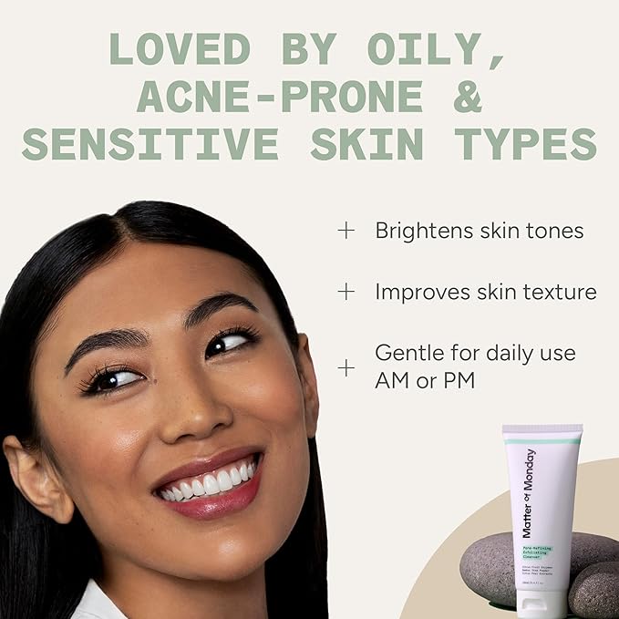 Pore Minimizing Face Wash - Exfoliating Cleanser with Fruit Enzymes & Bamboo - Daily Facial Cleanser for Oily Acne Prone Skin - Deep Pore Cleanser